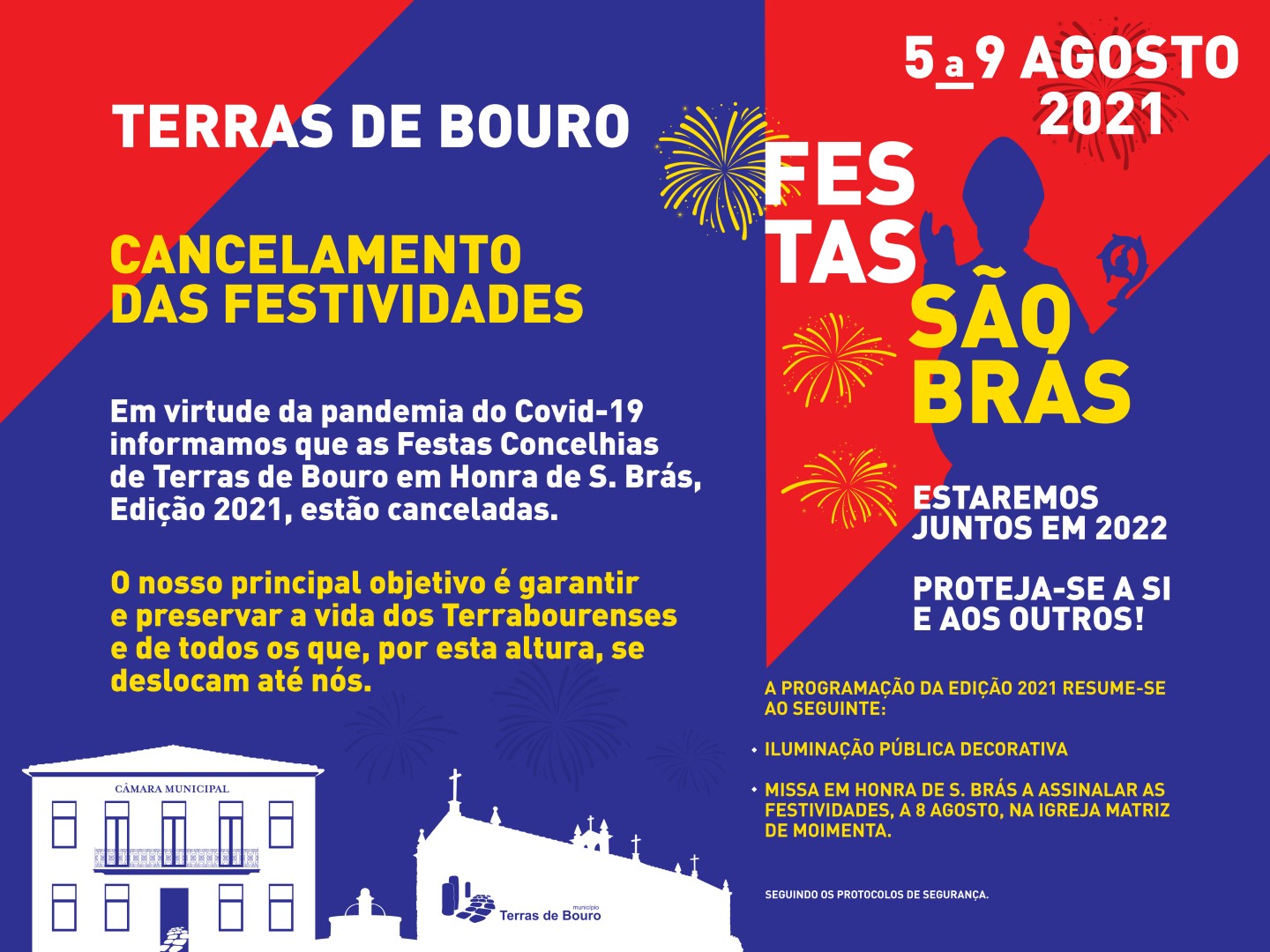 Lona 300x225cm Informação Festas Concelhias de Terras de Bouro 2021