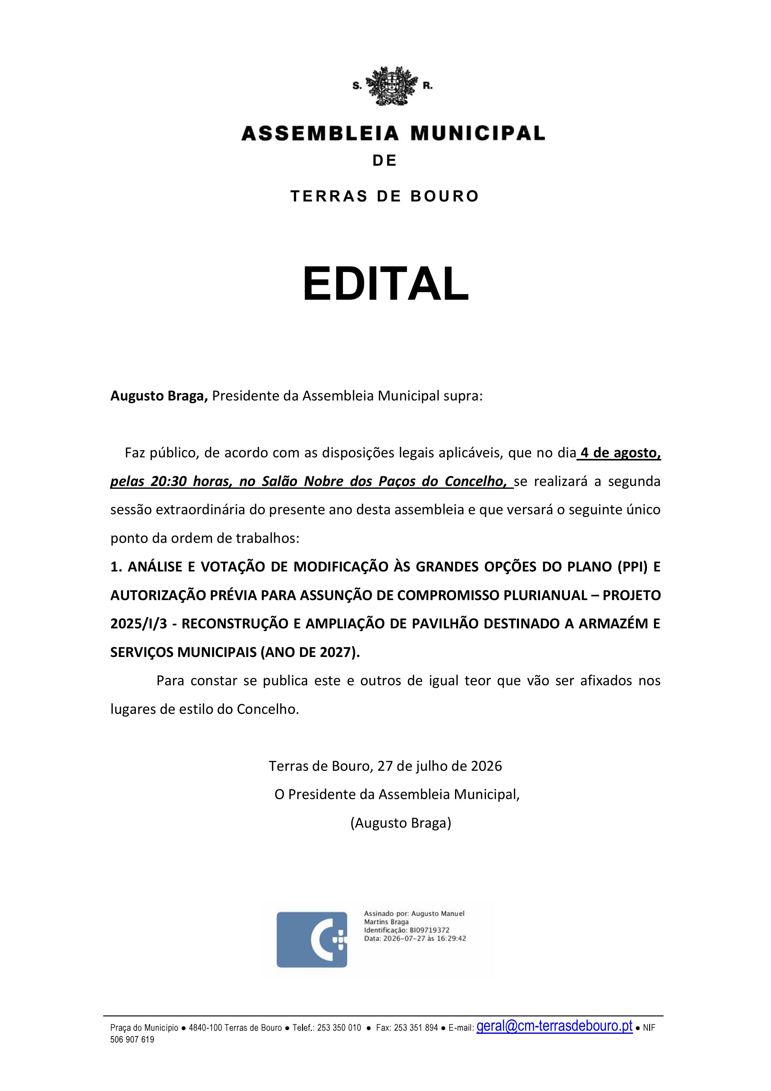 EDITAL DA AM EXTRA. 4.8.2026